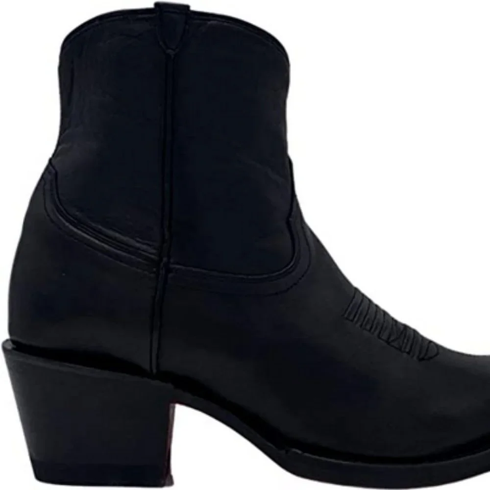 Vaccari Western Black Genuine Leather Snip Toe Ankle Boots 9.5 - Picture 5 of 6